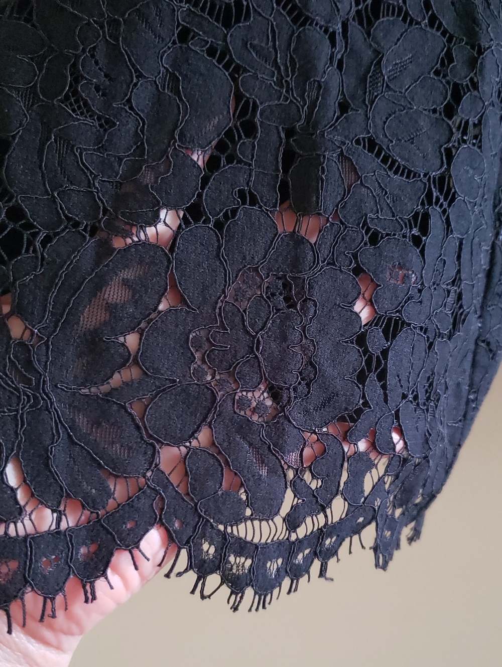 Club Monaco Lace 3/4 Sleeve With Underlay Cami Blouse - Black XS - Picture 6 of 11